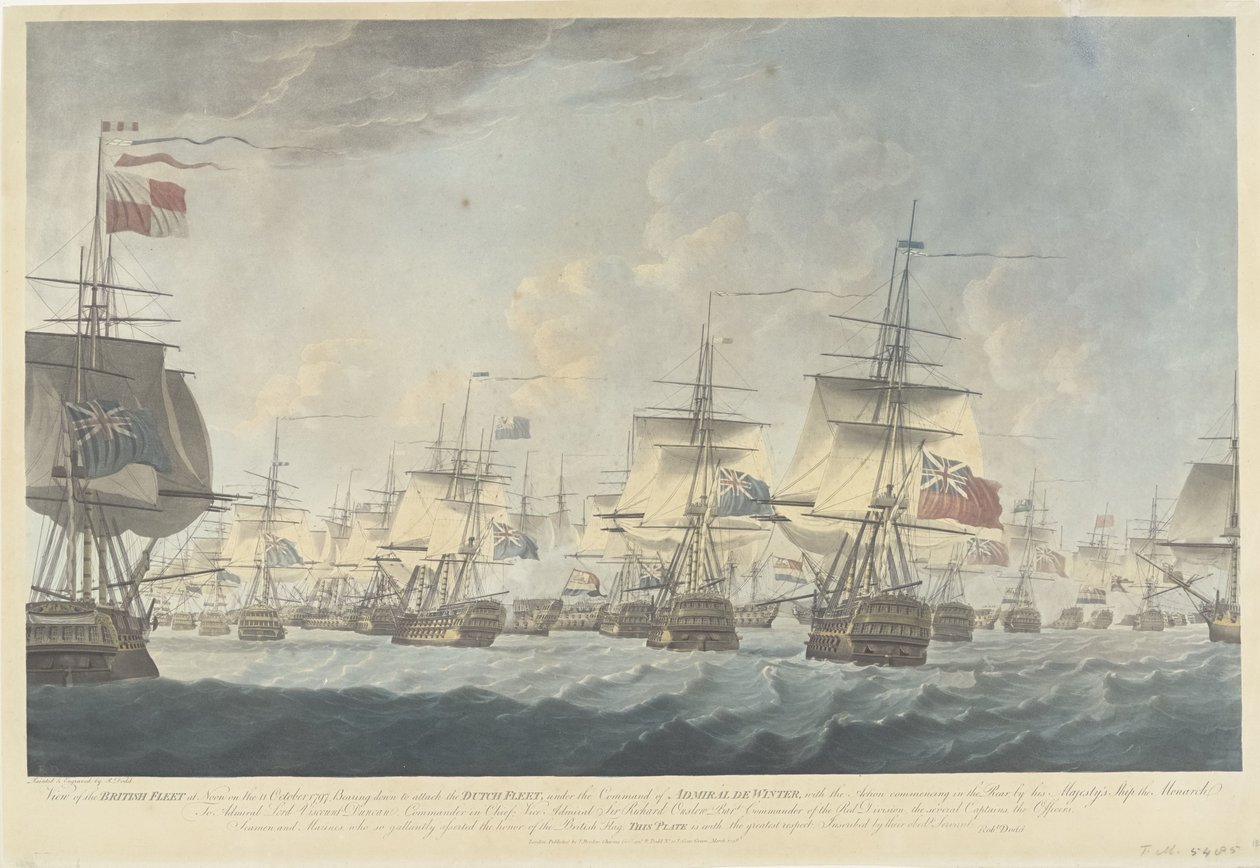 Schlacht bei Kamperduin (1797): Angriff durch die britische Flotte von Robert Dodd