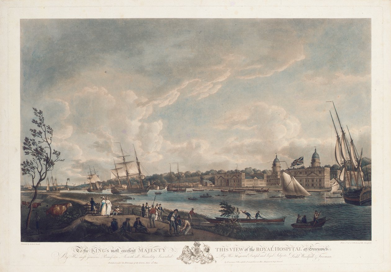 Ansicht des Royal Hospital in Greenwich von Robert Dodd