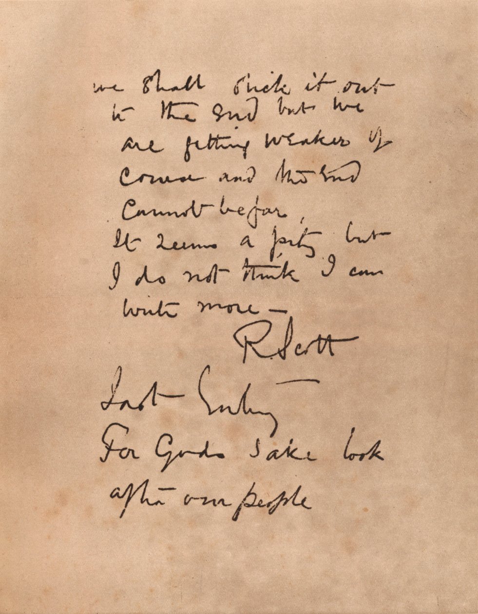 Die letzte Seite von Captain Scotts Tagebuch, 1912 1935 von Robert Falcon Scott