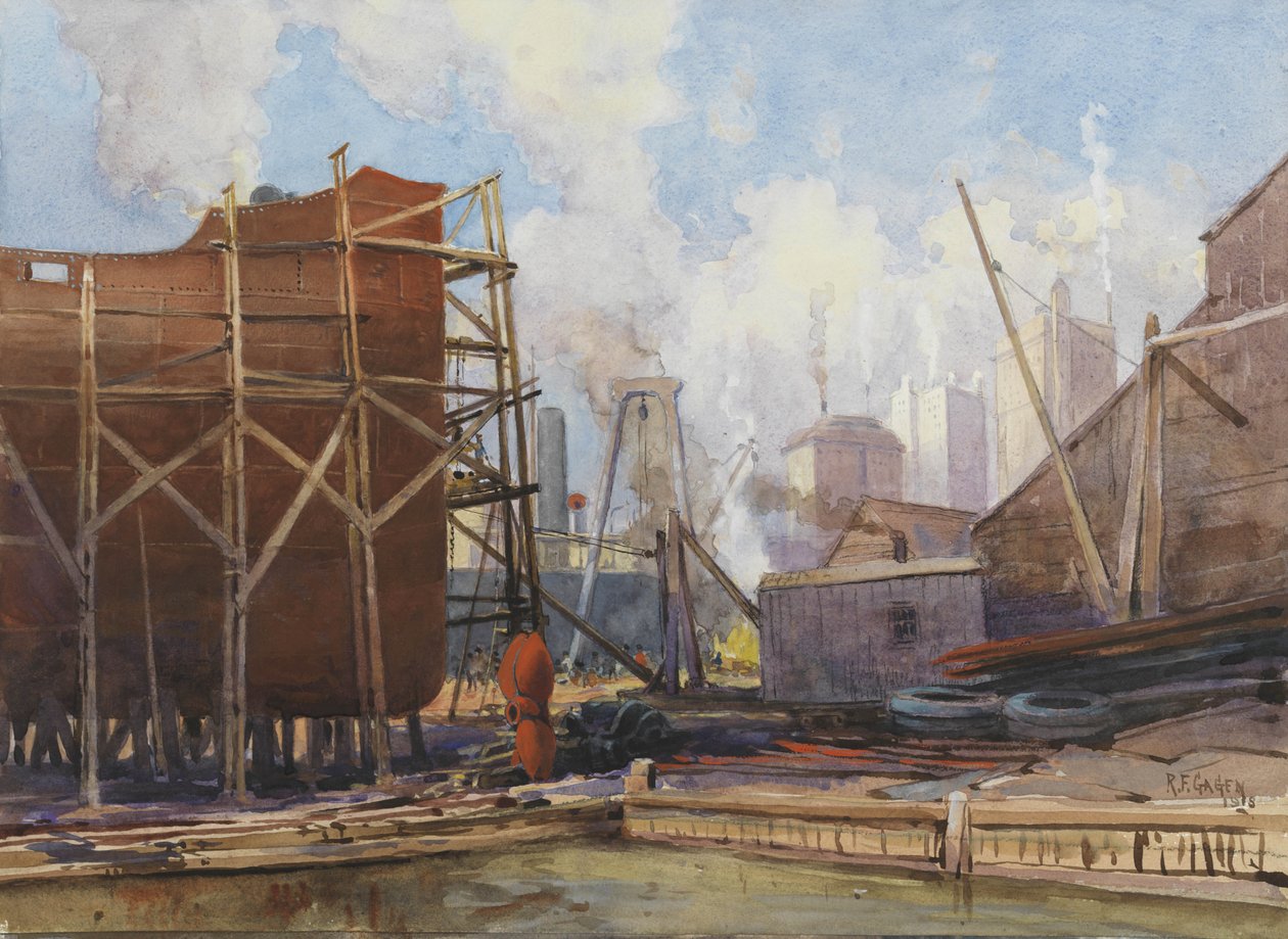 Schiffbau in Toronto, 1918 von Robert Ford Gagen