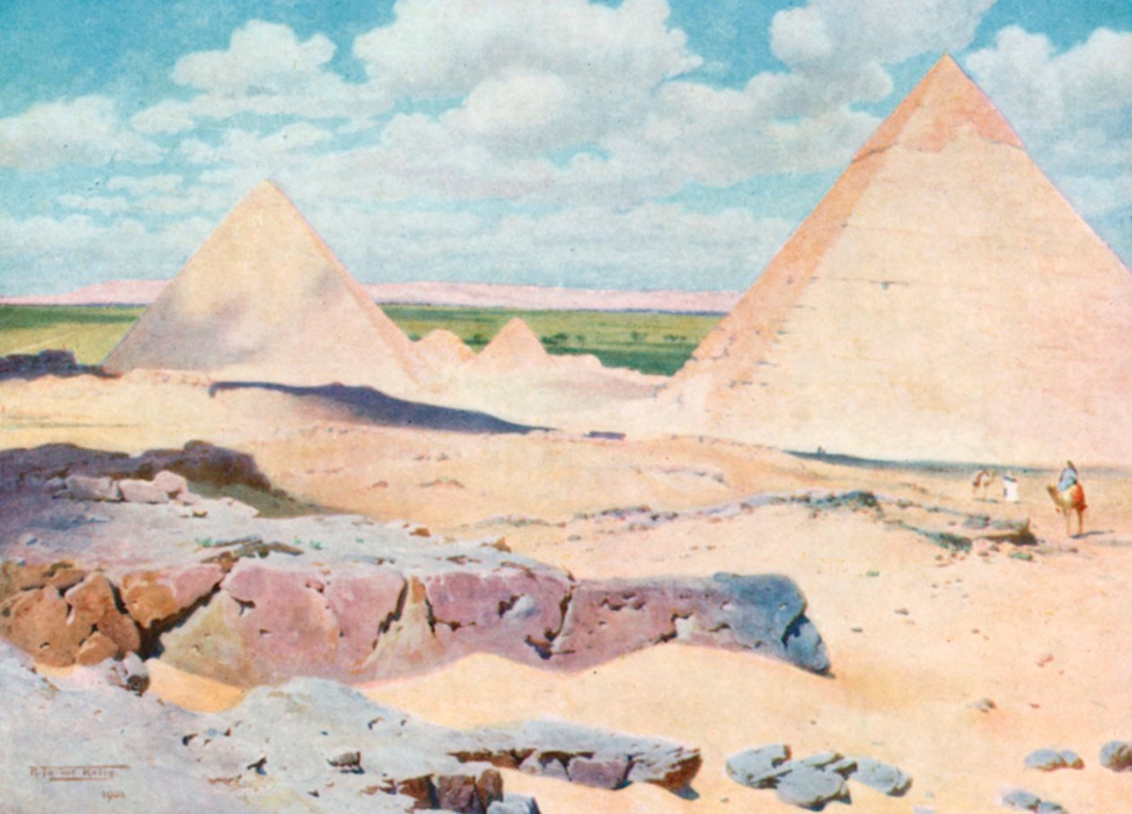 Die Pyramiden von Gizeh von der Wüste aus von Robert George Talbot Kelly