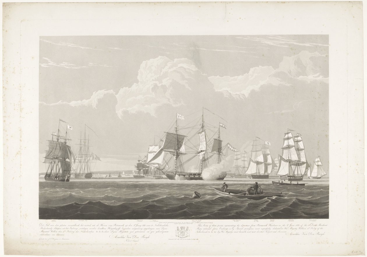 Abfahrt von zwölf niederländischen Handelsschiffen aus dem Hafen von Portsmouth, 1833 von Robert Havell (II)
