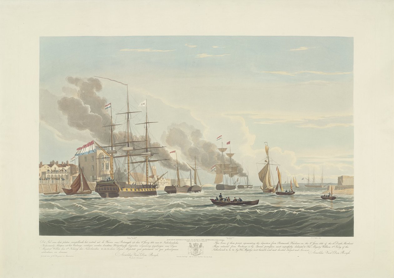 Abfahrt von zwölf niederländischen Handelsschiffen aus dem Hafen von Portsmouth, 1833 (Platte 2) von Robert Havell (II)
