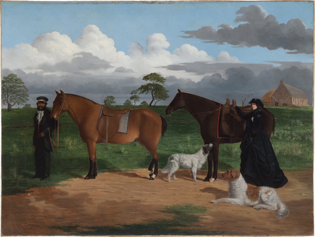 Mrs. Adolphus Sceales mit Black Jimmie auf Merrang Station, 1856 von Robert Hawker Dowling