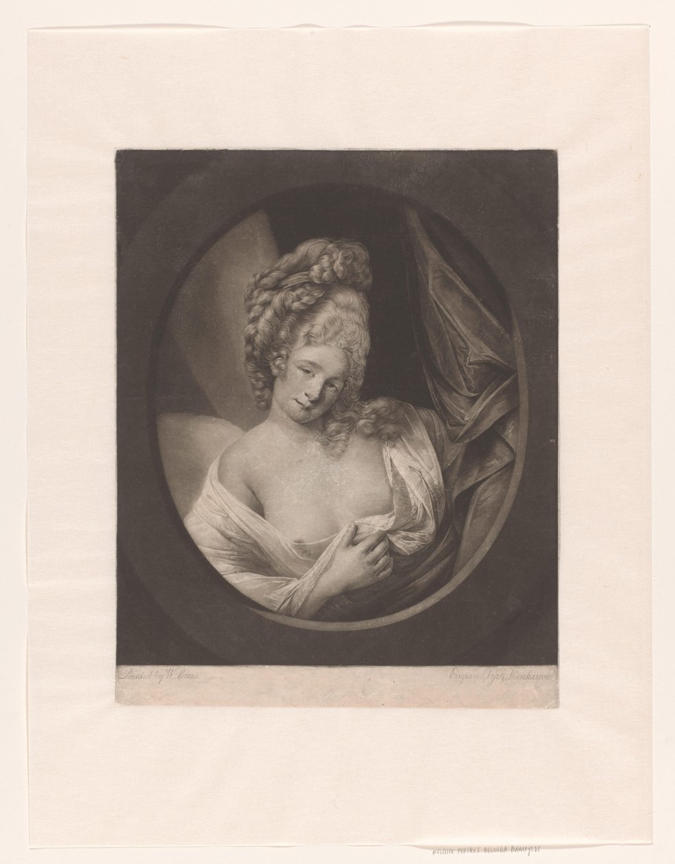 Porträt einer Frau mit teilweise bedecktem Dekolleté in einem Boudoir, möglicherweise Catherine Bampfylde von Robert John Dunkarton