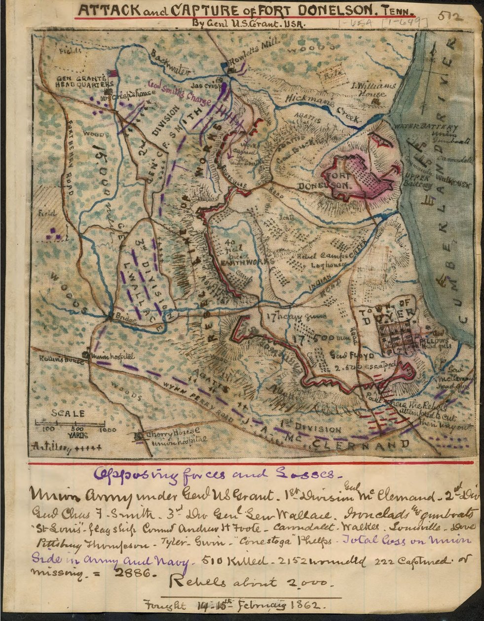 Angriff und Eroberung von Fort Donelson, Tenn. durch General U.S. Grant von Robert Knox Sneden
