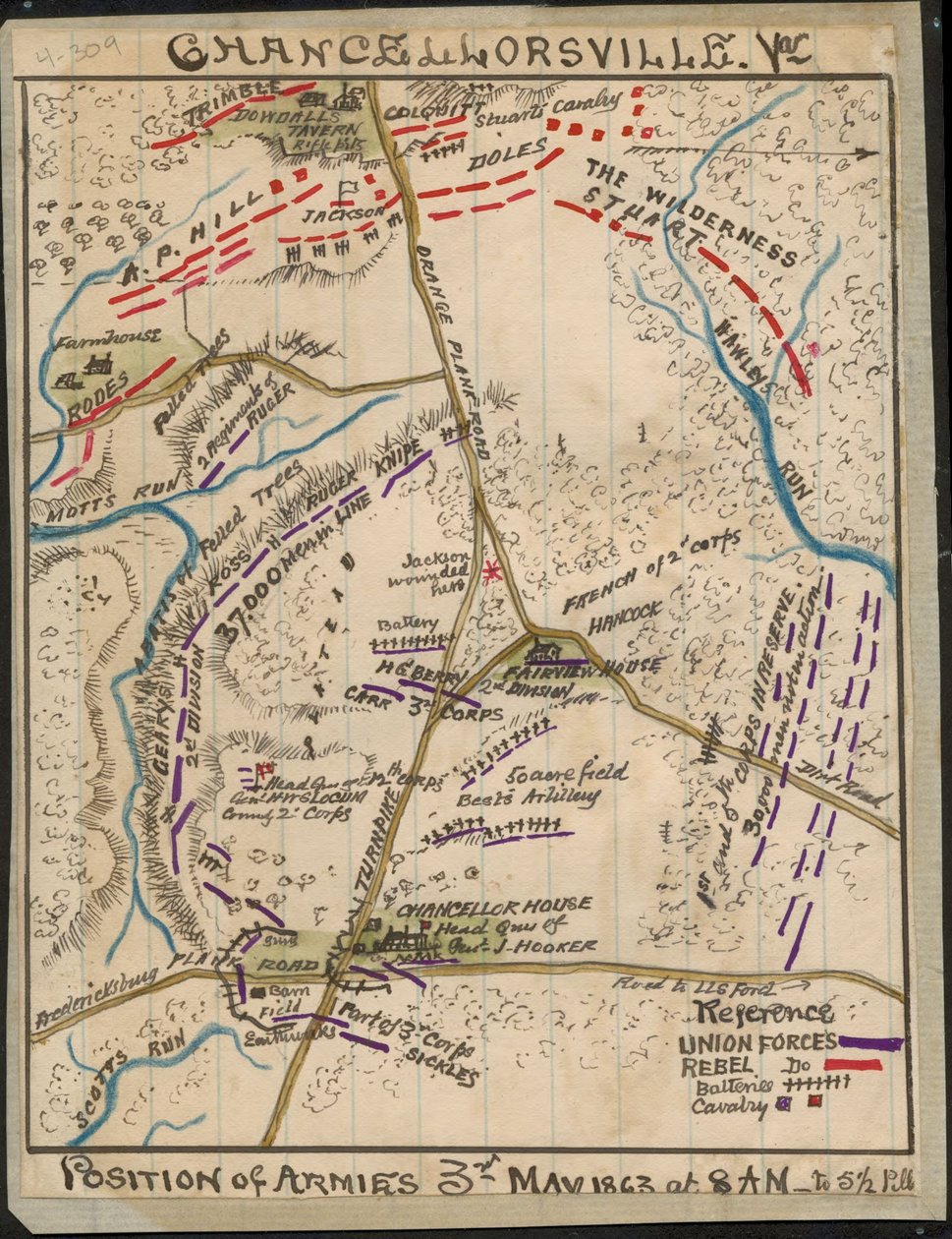 Chancellorsville, Va. Position der Armeen 3. Mai 1863 von 8 Uhr bis 17:30 Uhr von Robert Knox Sneden