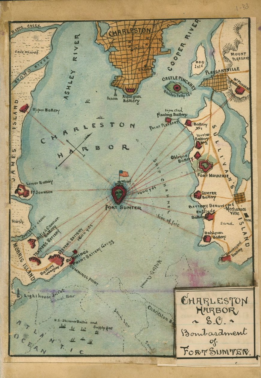Charleston Hafen S.C. Bombardierung von Fort Sumter von Robert Knox Sneden