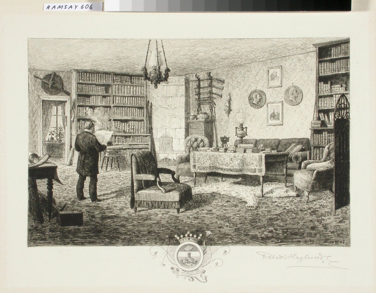 Adolf Erik Nordenskjöld in seiner Bibliothek von Robert Ludvig Haglund