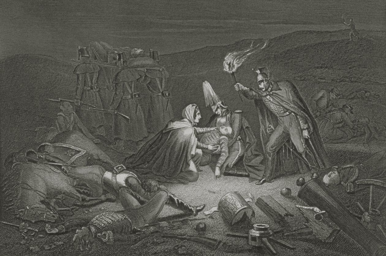 Das Schlachtfeld von Alma, die Nacht nach der Schlacht (gestochen von D.J. Pound) von Robert Neal Hind