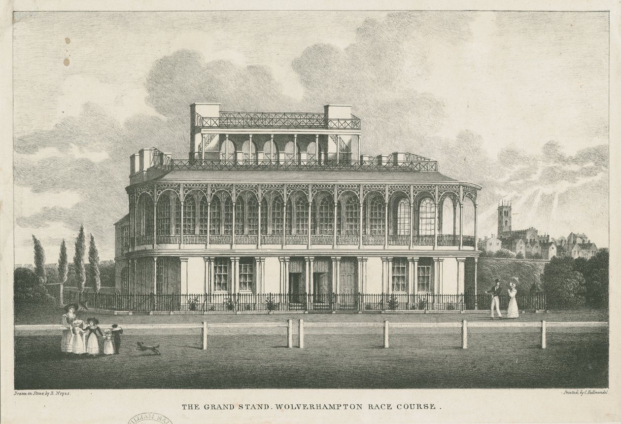 Wolverhampton - Tribüne auf der Rennbahn: Lithographie, undatiert [Mitte 19. Jahrhundert] von Robert Noyes