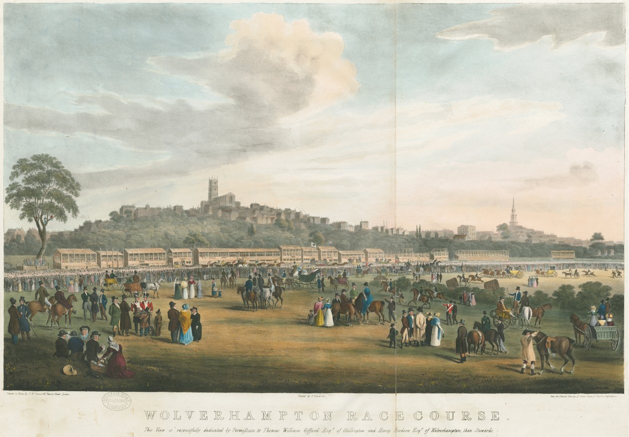Wolverhampton - Rennbahn: Farbige Lithographie, undatiert [ca. 1826] von Robert Noyes