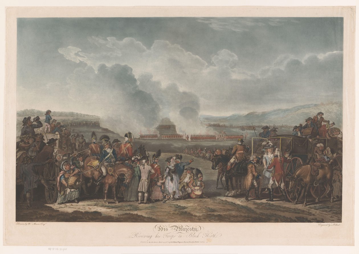 George III. betrachtet seine Truppen bei Blackheath von Robert Pollard (I)