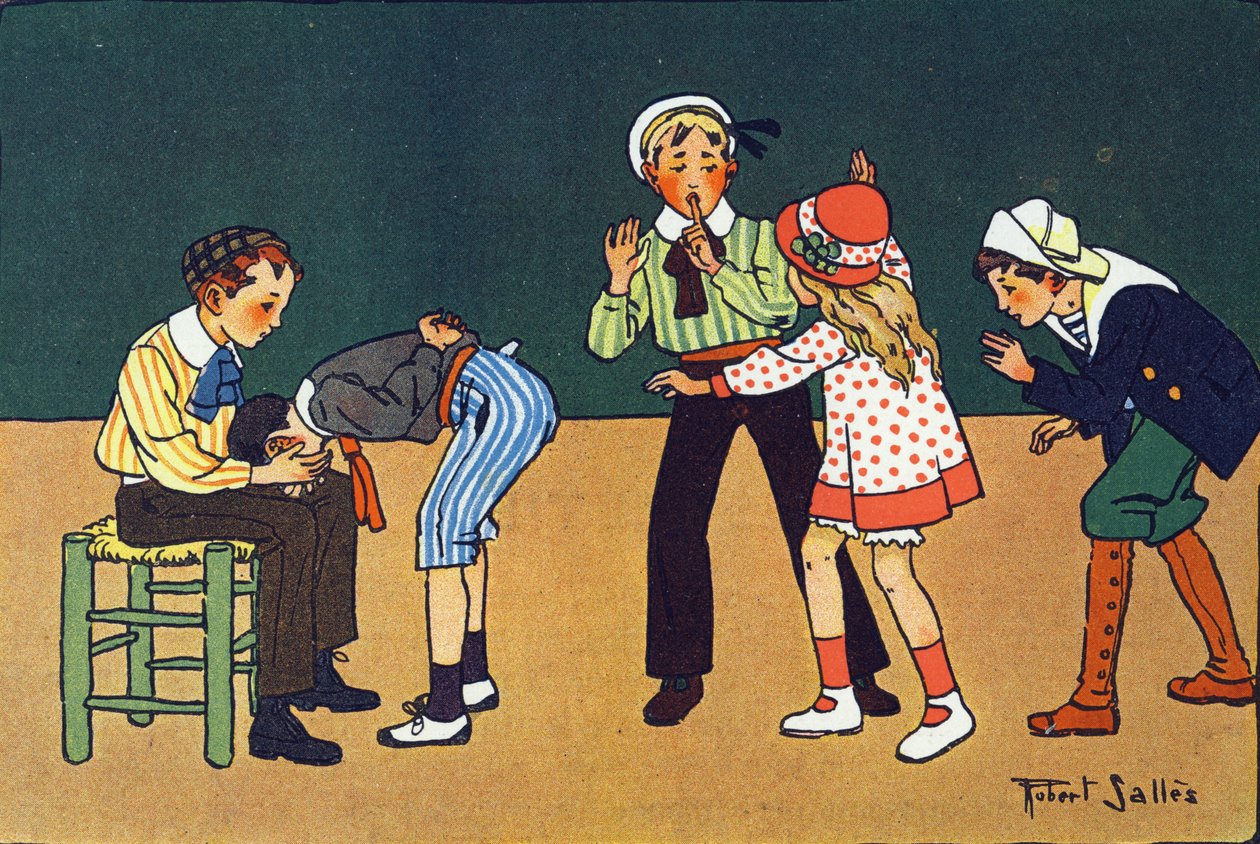 Die warme Hand. Gravur in "Was spielen wir?" von E. Weber mit Aquarellzeichnungen von Robert Salles (1871-1929). Librairie Garnier Freres, Paris von Robert Salles