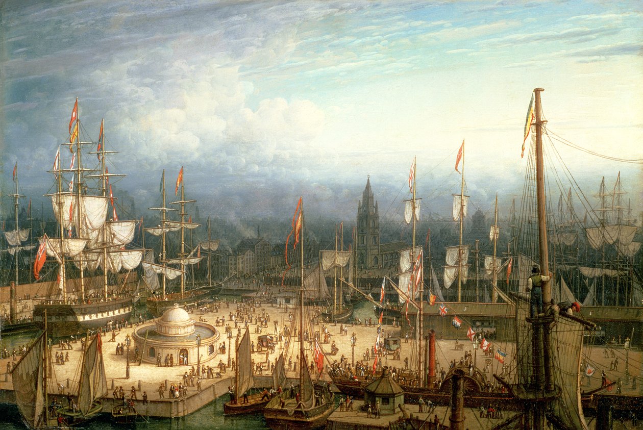 Viermast-Klipper im Hafen von Liverpool, ca. 1810 von Robert Salmon