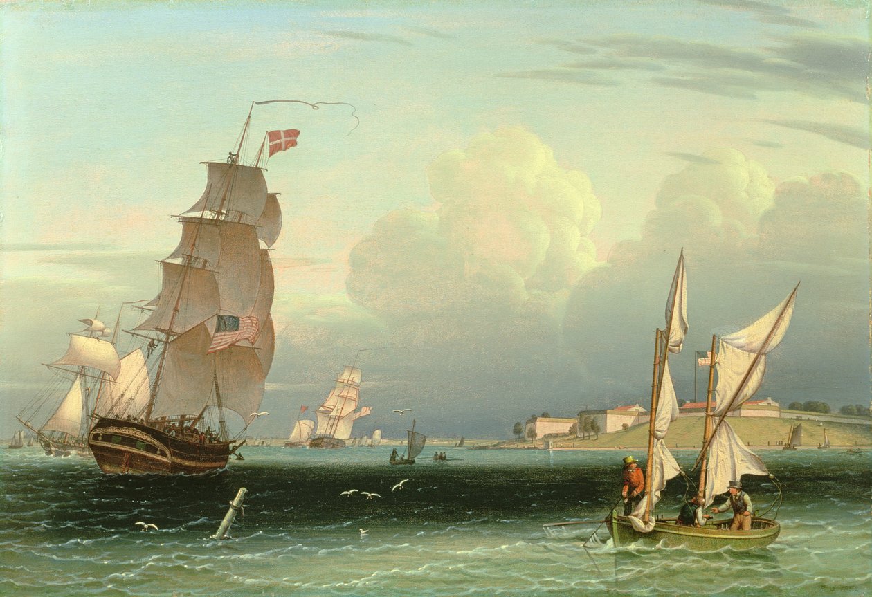 Schiff geht hinaus, Fort Independence, Boston Harbour, 1832 von Robert Salmon