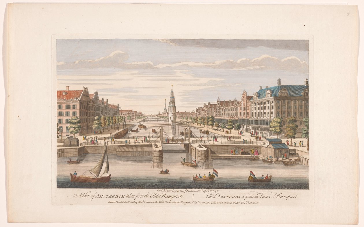Ansicht der Oudeschans in Amsterdam vom IJ aus gesehen von Robert Sayer