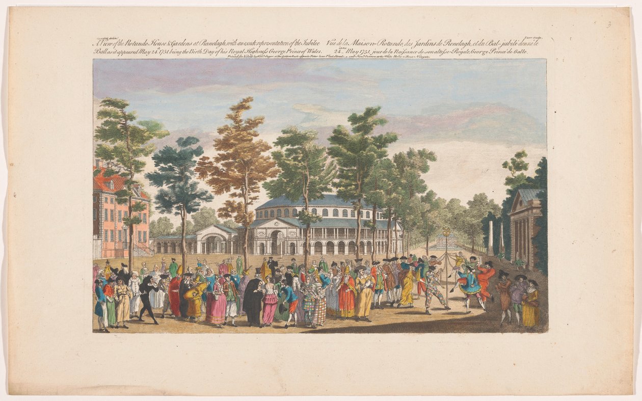 Ansicht der Rotunde in den Ranelagh Gardens in London mit einem Maskenball anlässlich des Geburtstags des Prinzen von Wales am 24. Mai 1751 von Robert Sayer