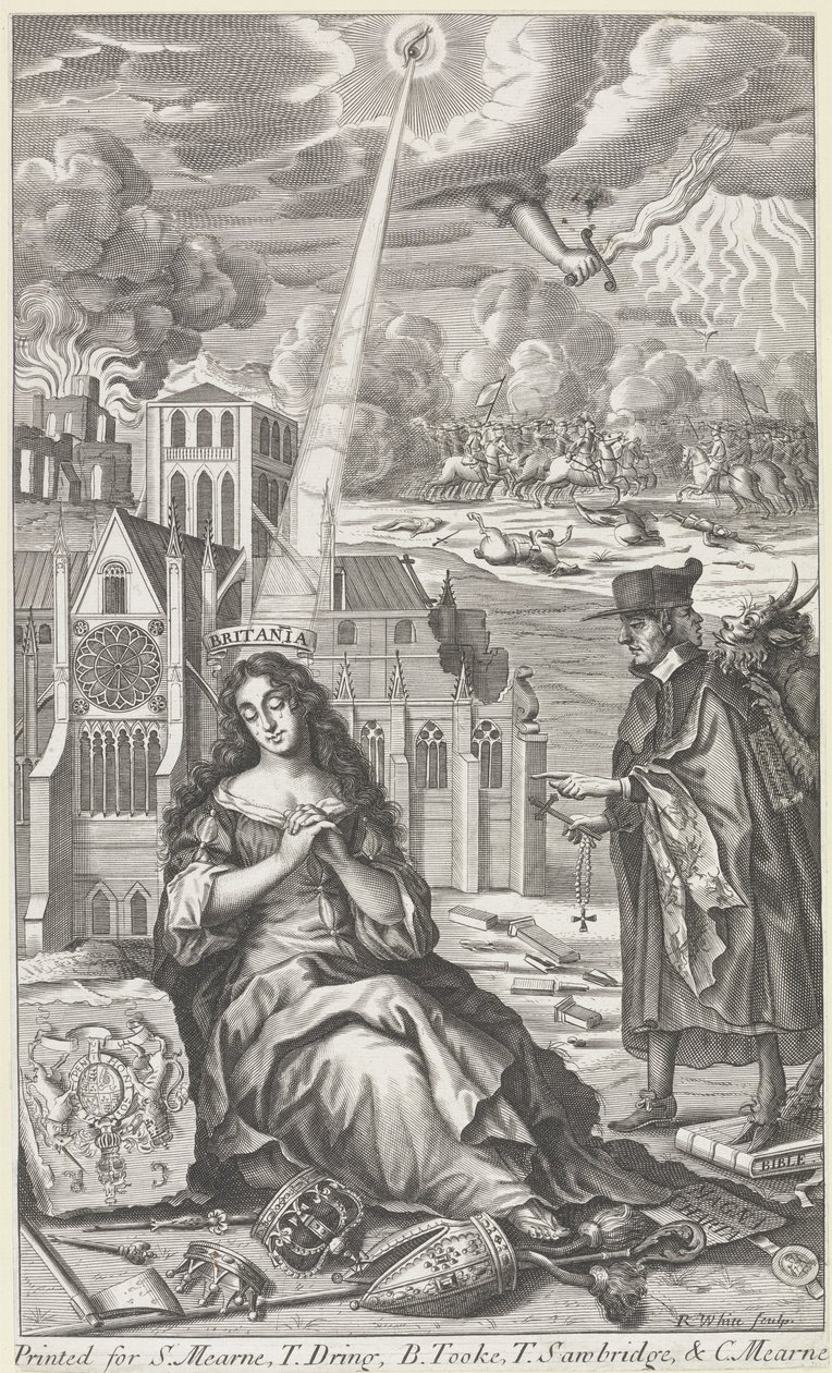 Britannia weint um den Zustand des Landes, 1682 von Robert White