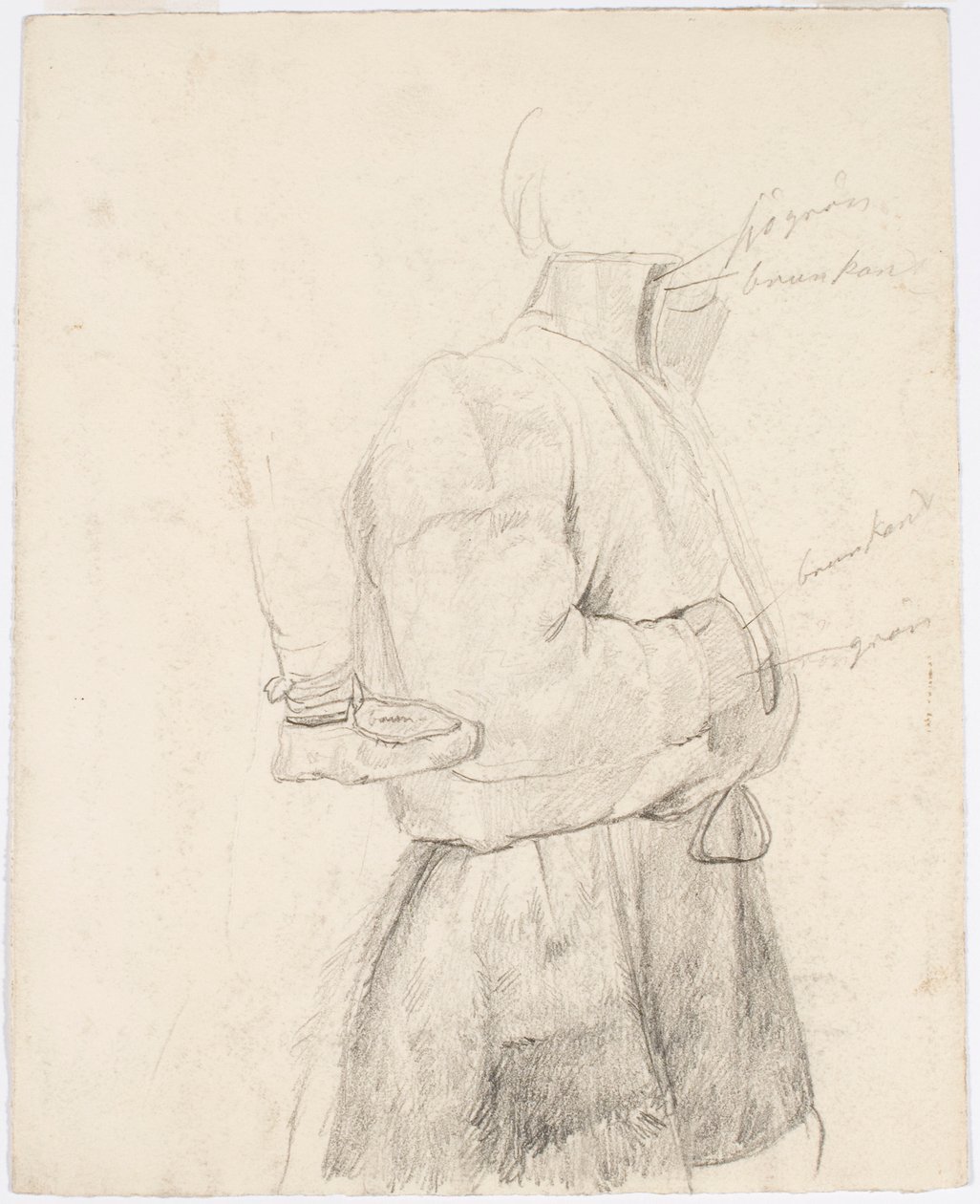 Kostümstudie, links Lederschuh von Robert Wilhelm Ekman