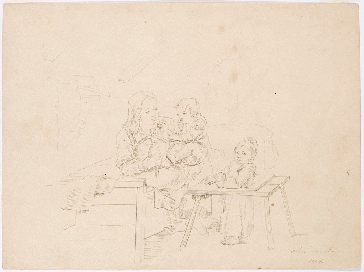 Mädchen mit zwei Kindern von Robert Wilhelm Ekman