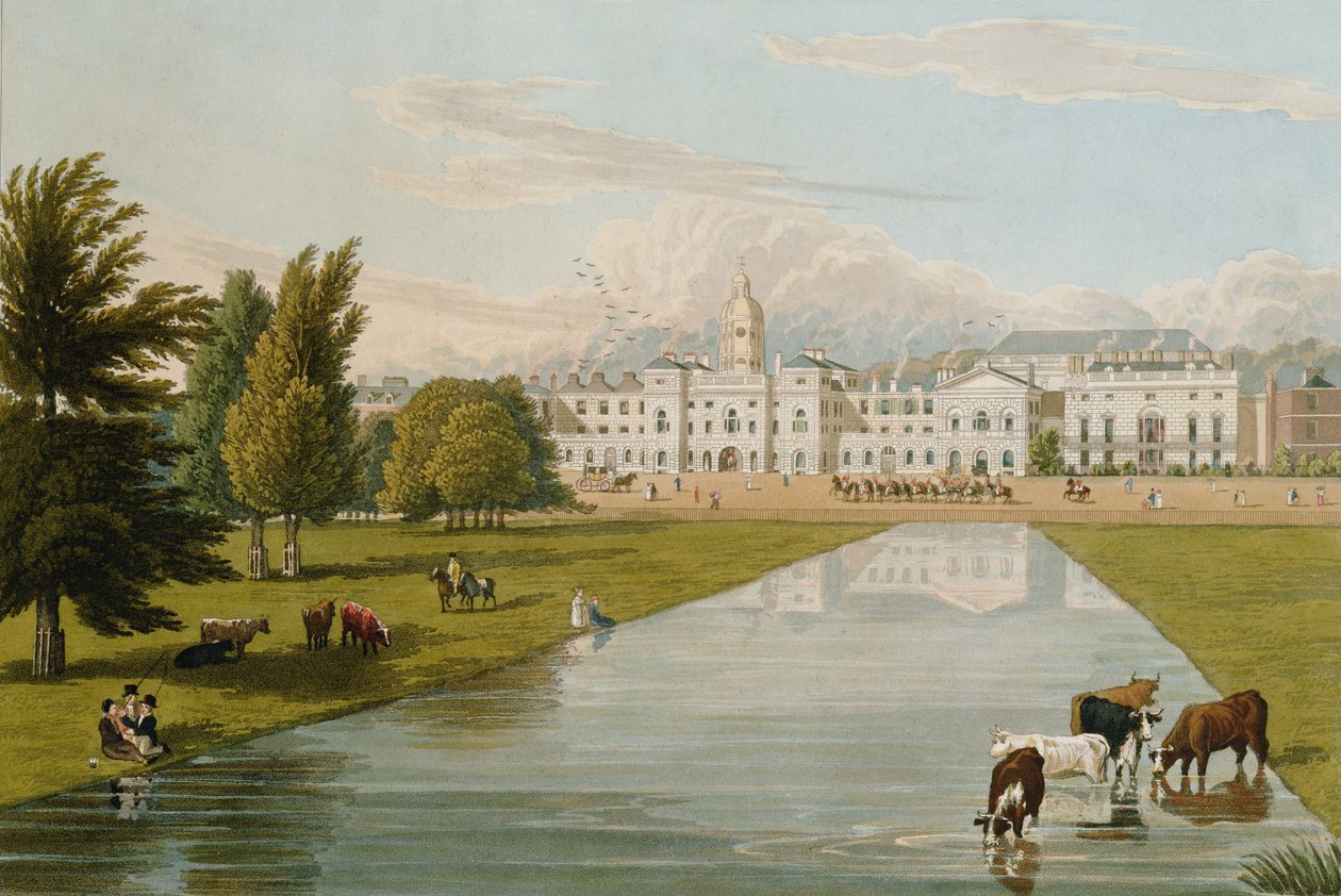Ansicht der Horse Guards und des Melbourne House, aufgenommen vom St. James