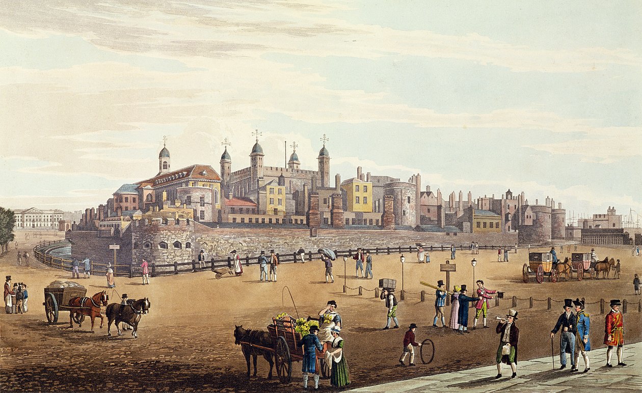 Ansicht des Tower of London und der Münze, veröffentlicht von Colnaghi und Co, 1821 von Robert the Elder and Younger Havell