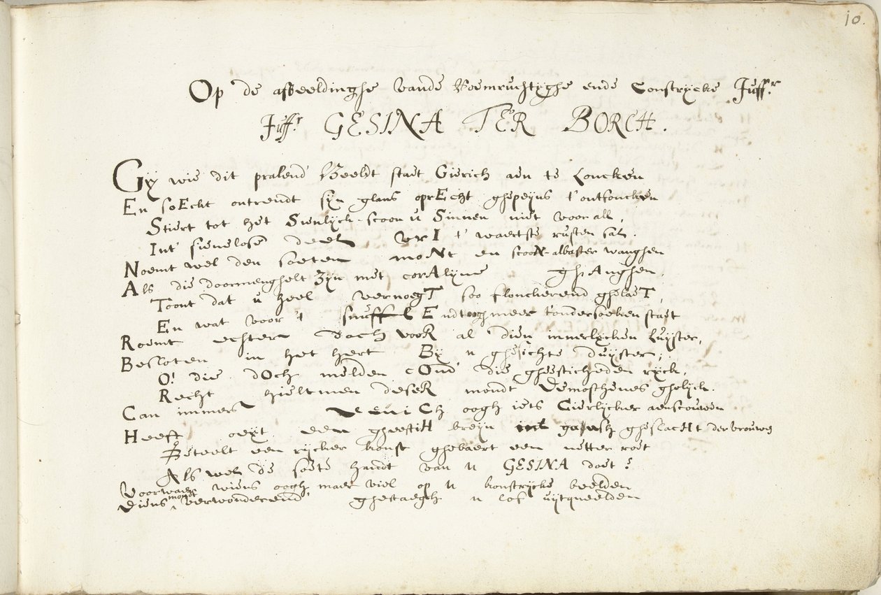 Lobgedicht auf Gesina ter Borch (Teil eins) von Robertus Altius (signed by artist)