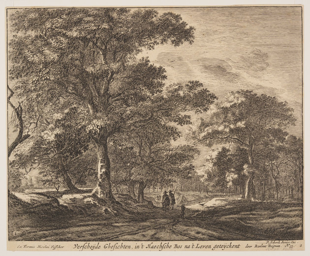Platte 1, aus Sechs Ansichten im Wald von Den Haag von Roelant Roghman