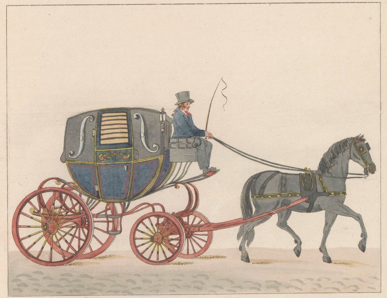 Paardenkoets in Amsterdam, ca. 1825 von Roelof van der Meulen