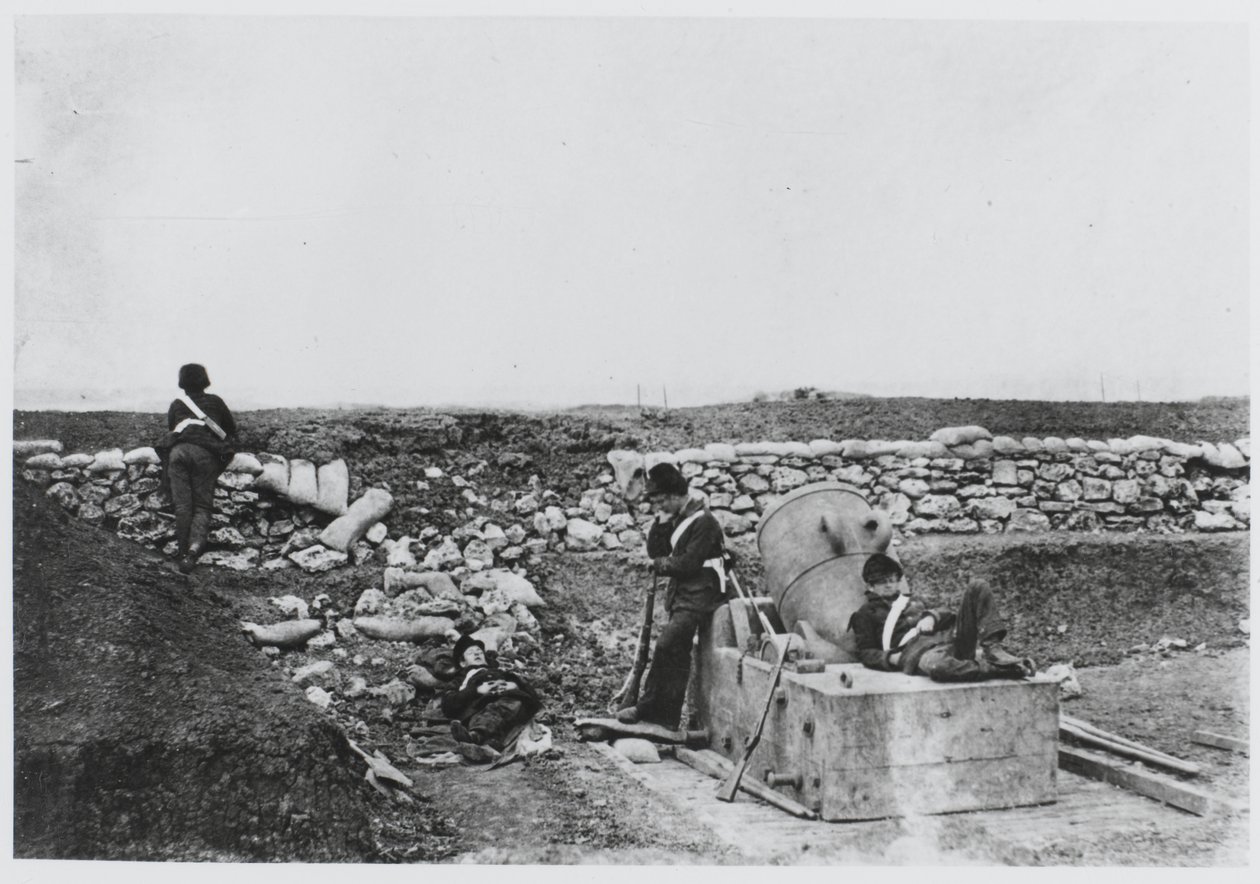 Ein ruhiger Tag in der Mörserbatterie, Krim von Roger Fenton
