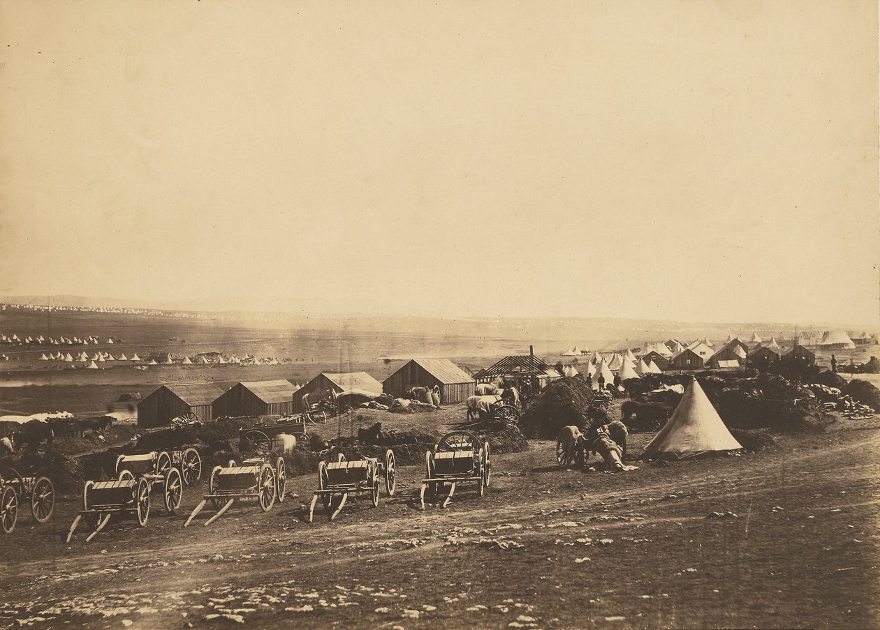 Artilleriewagen, Balaklawa in der Ferne von Roger Fenton