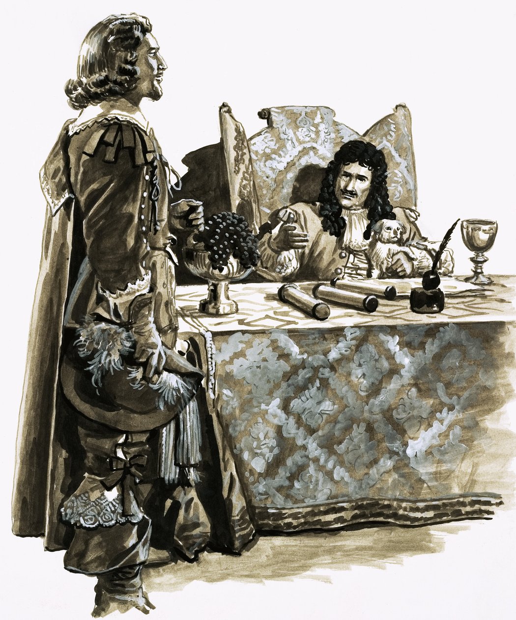 Auf der Suche nach vergrabenem Schatz: William Phips erhält eine königliche Kommission von Charles II. von Roger Payne