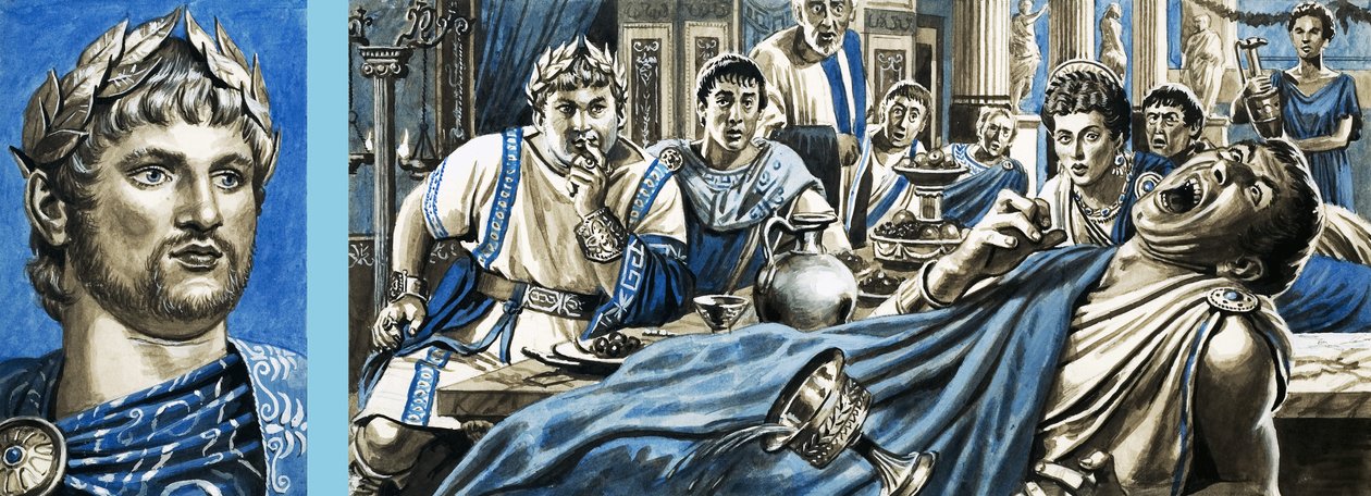 Porträt von Nero und Nero beobachtet den Tod von Britannicus von Roger Payne