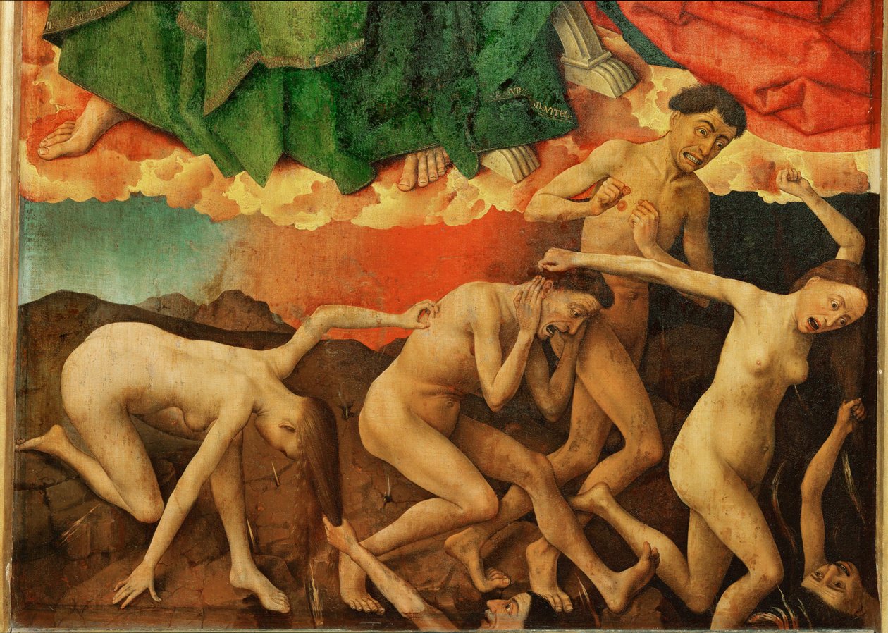 Altar des Jüngsten Gerichts: Die Verdammten stürzen in die Hölle von Rogier van der Weyden