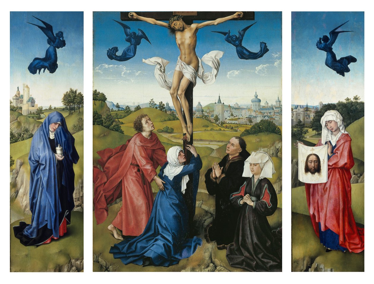 Kreuzigungstriptychon, um 1445 von Rogier van der Weyden