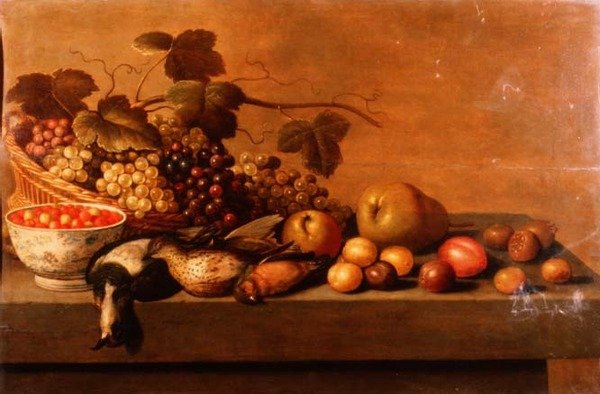 Stillleben mit Früchten und Wildvögeln von Roloef (circle of) Koets