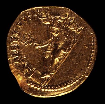 Aureus (Rückseite) geprägt von Hadrian (AD 117-AD 138) darstellend AEGYPTOS (Ägypten) liegend links. Inschrift: AEGYPTOS von Roman