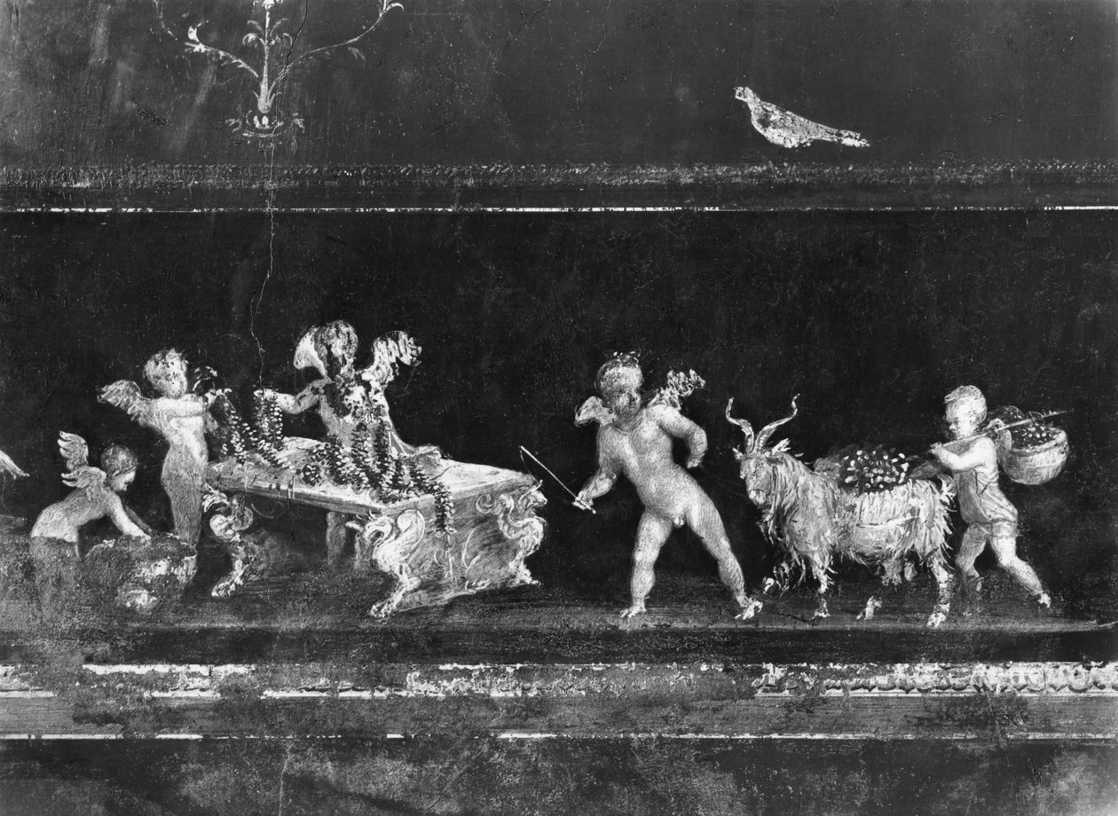 Putten verkaufen Blumen, Fries aus dem Oecus des Casa dei Vettii, ca. 50-79 n. Chr. von Roman