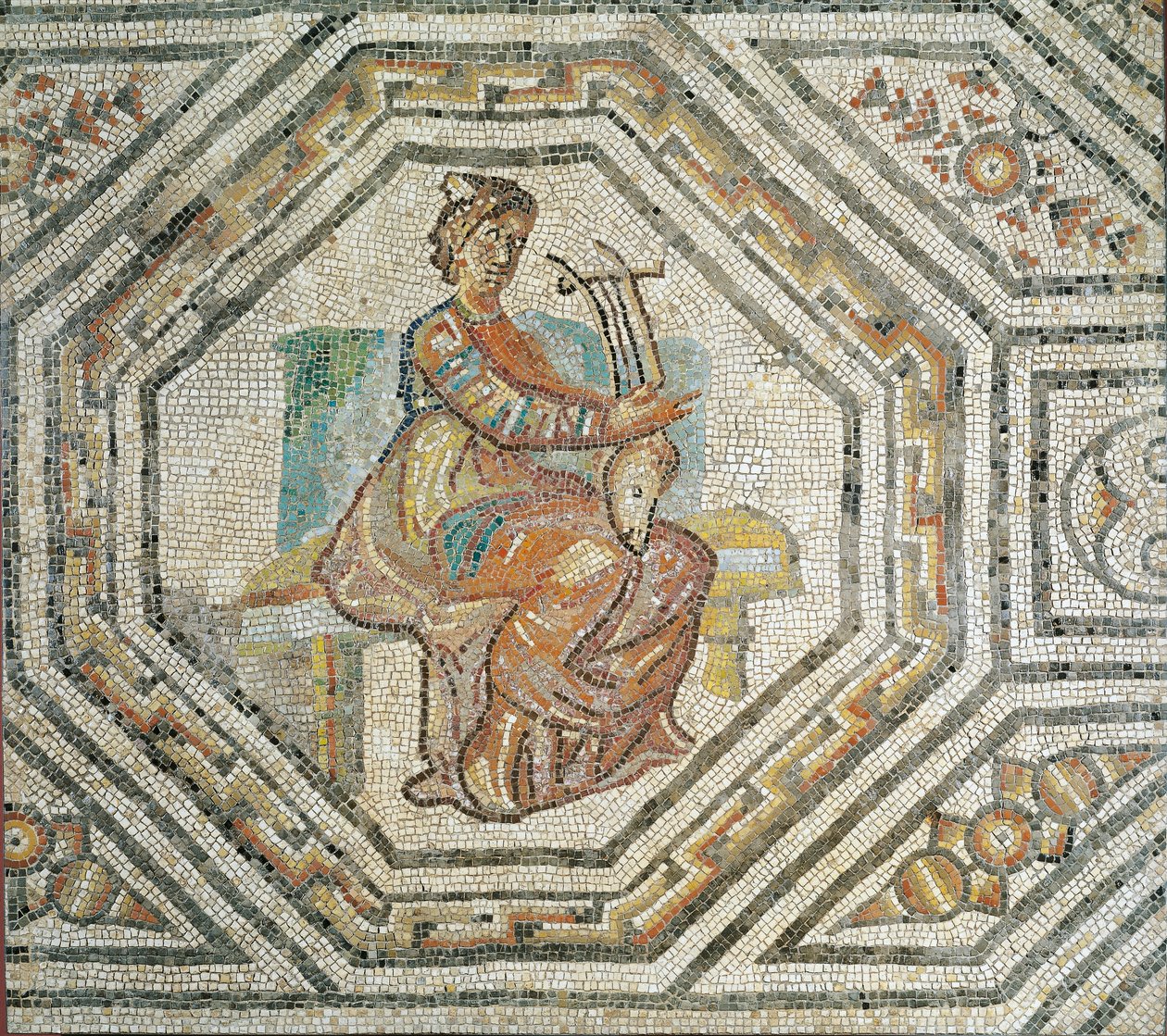 Erato, die Muse der Lyrik, aus Augusta Treverorum (Mosaik) von Roman