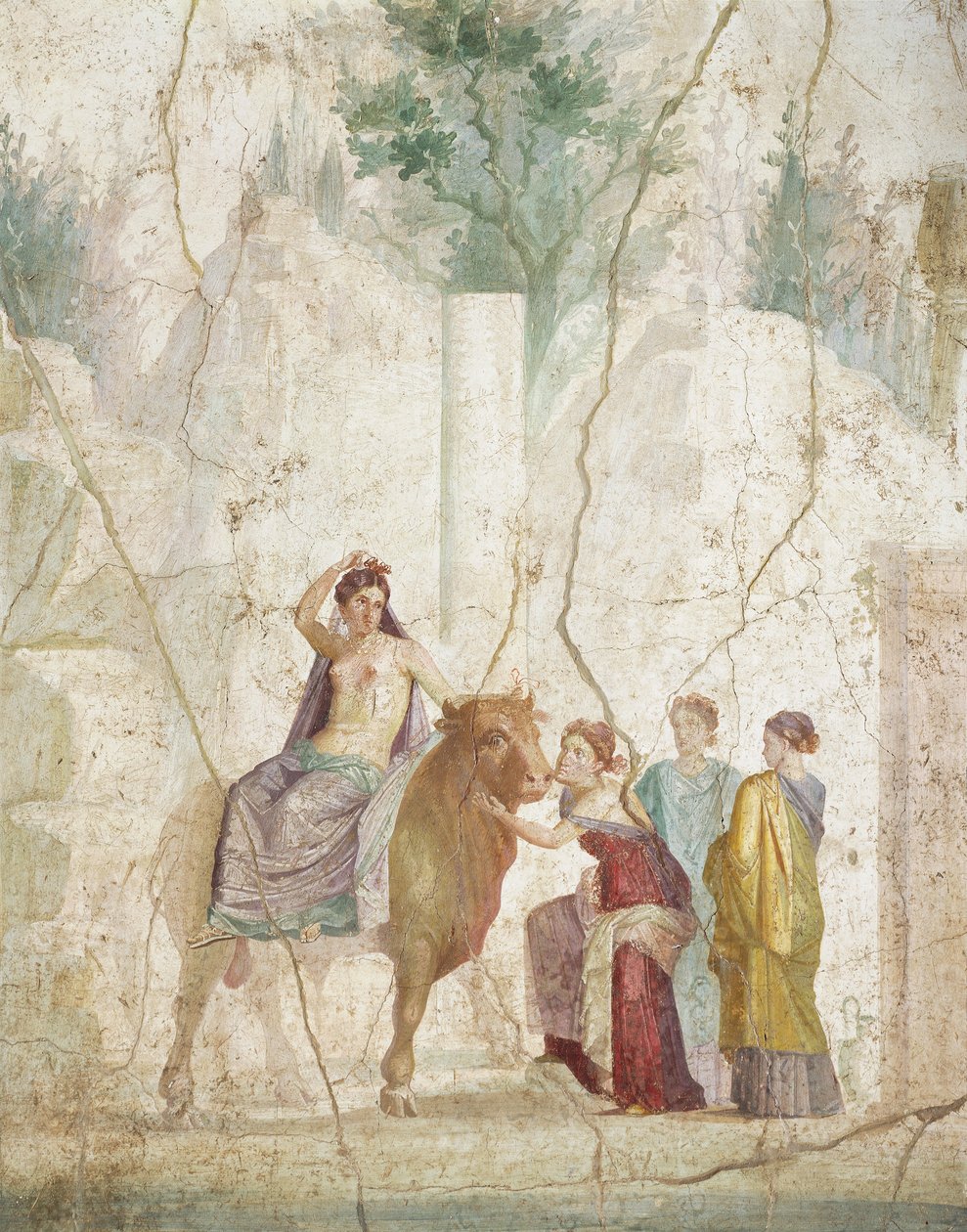 Fresko, das die Entführung Europas darstellt, aus Pompeji, römische Zivilisation von Roman