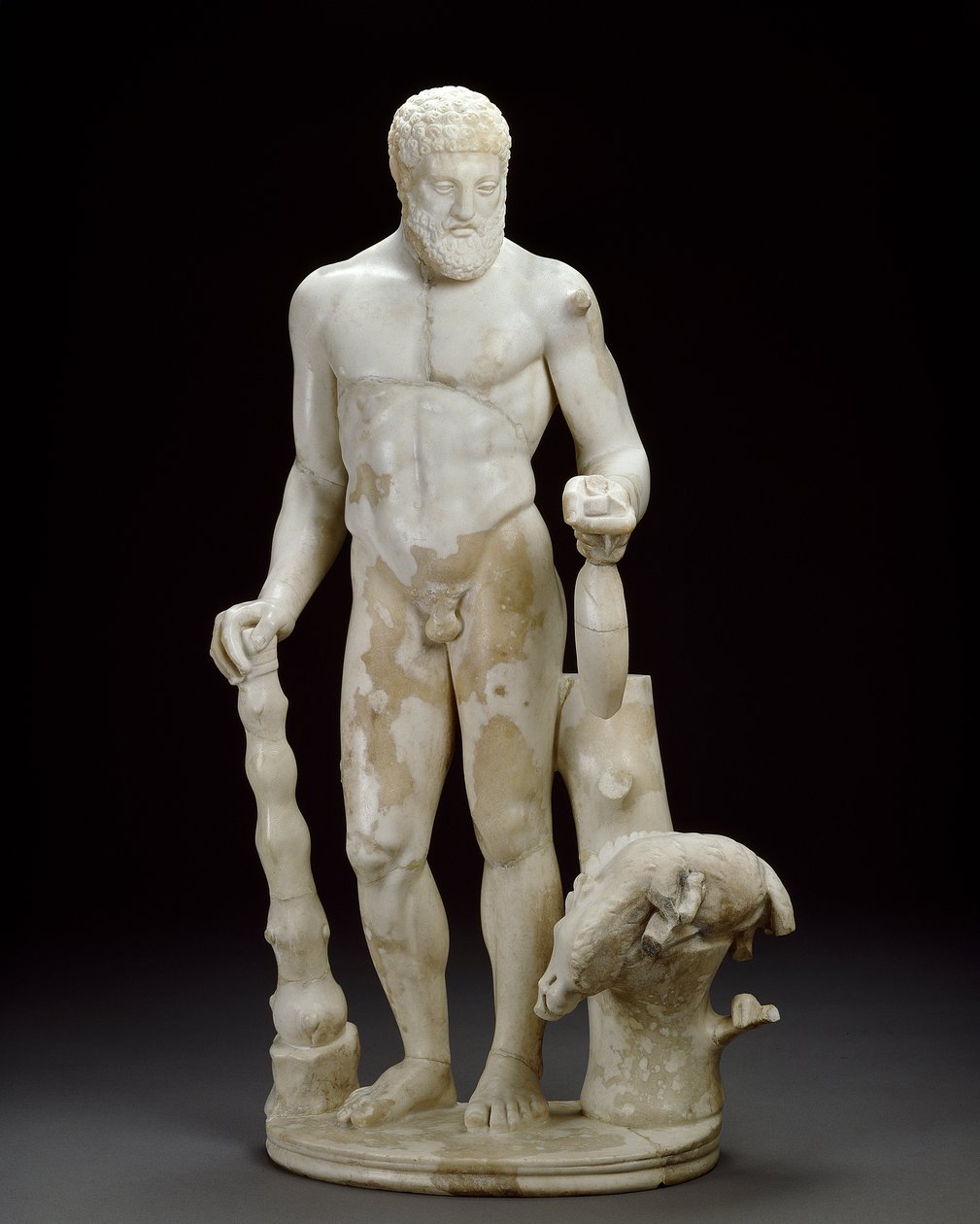 Marmor-Statuette von Herkules und dem erymanthischen Eber (Marmor) von Roman