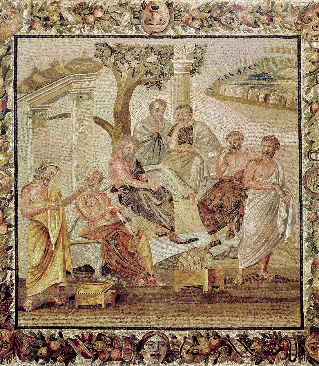 Platon im Gespräch mit seinen Schülern, aus dem Haus von T. Siminius, Pompeji (Mosaik) von Roman