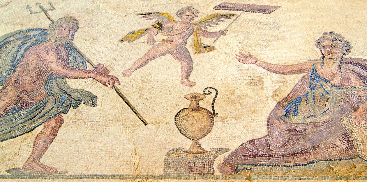 Poseidon und Amymone, Haus des Dionysos, Paphos, Zypern von Roman