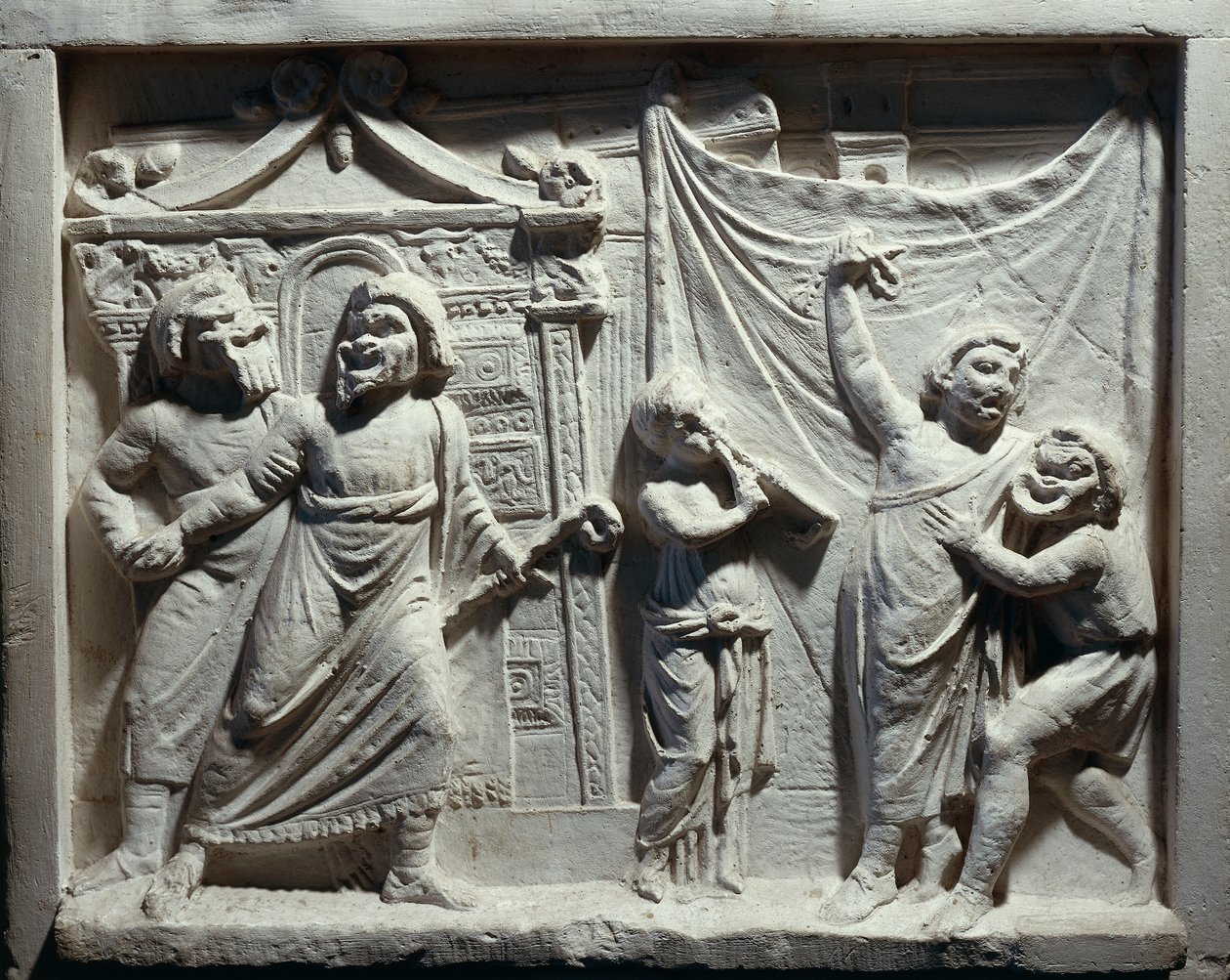Relief der Theaterszene aus der Komödie 