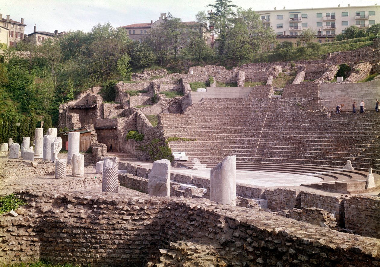 Römische Antike: Römisches Theater von Lyon, auf dem Hügel von Fourviere, aus dem 1. Jahrhundert v. Chr. von Roman