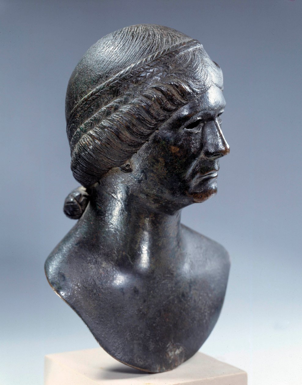 Römische Kunst: Bronze Frauenkopf. Anfang des 1. Jahrhunderts n. Chr. Paris, Louvre von Roman