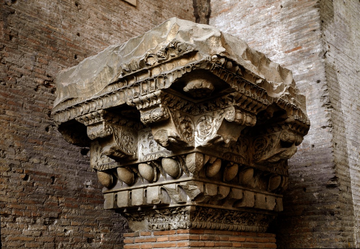Römische Kunst: Fragment eines Gesimses. 1. Jahrhundert. Museo Nazionale Romano (o delle Terme), Rom von Roman