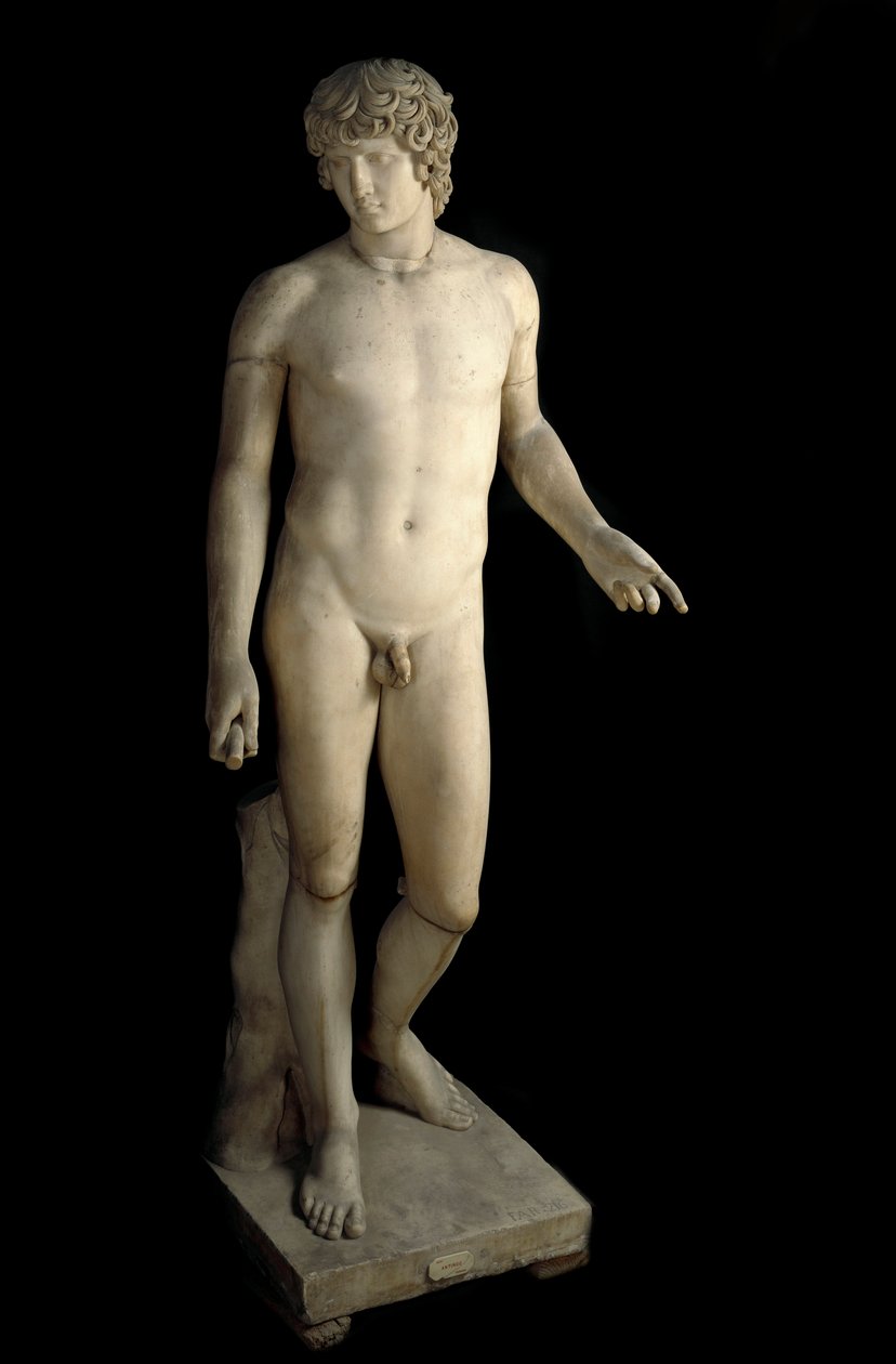 Römische Kunst: Darstellung von Antinous (ca. 110-130 n. Chr.), Geliebter des römischen Kaisers Hadrian. Marmorskulptur. 130-138 n. Chr. Archäologisches Museum von Neapel von Roman