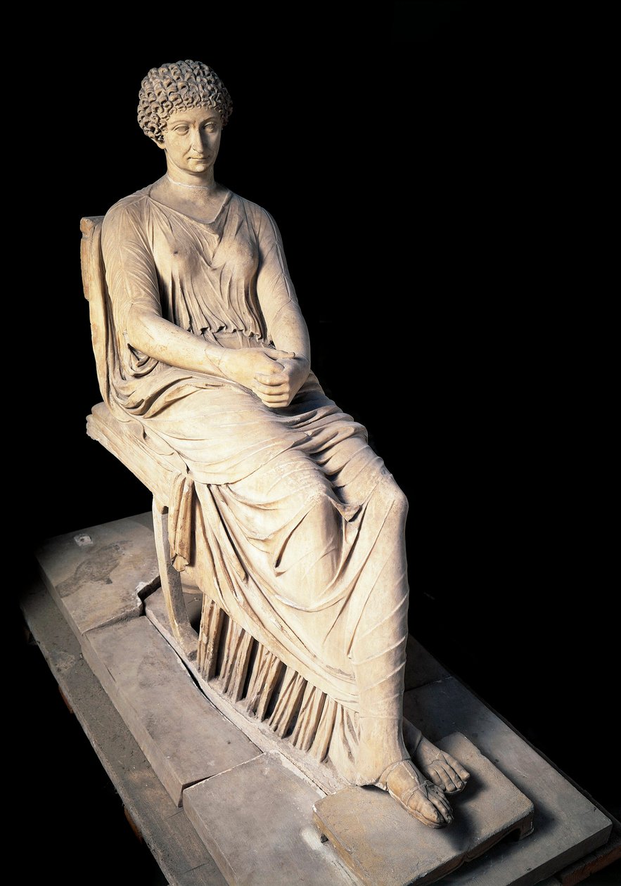 Römische Kunst: Statue von Agrippina der Älteren (14 v. Chr.-33), Ehefrau von Germanicus. Marmorskulptur. 1. Jahrhundert n. Chr. Neapel, Museo Archeologico Nazionale von Roman